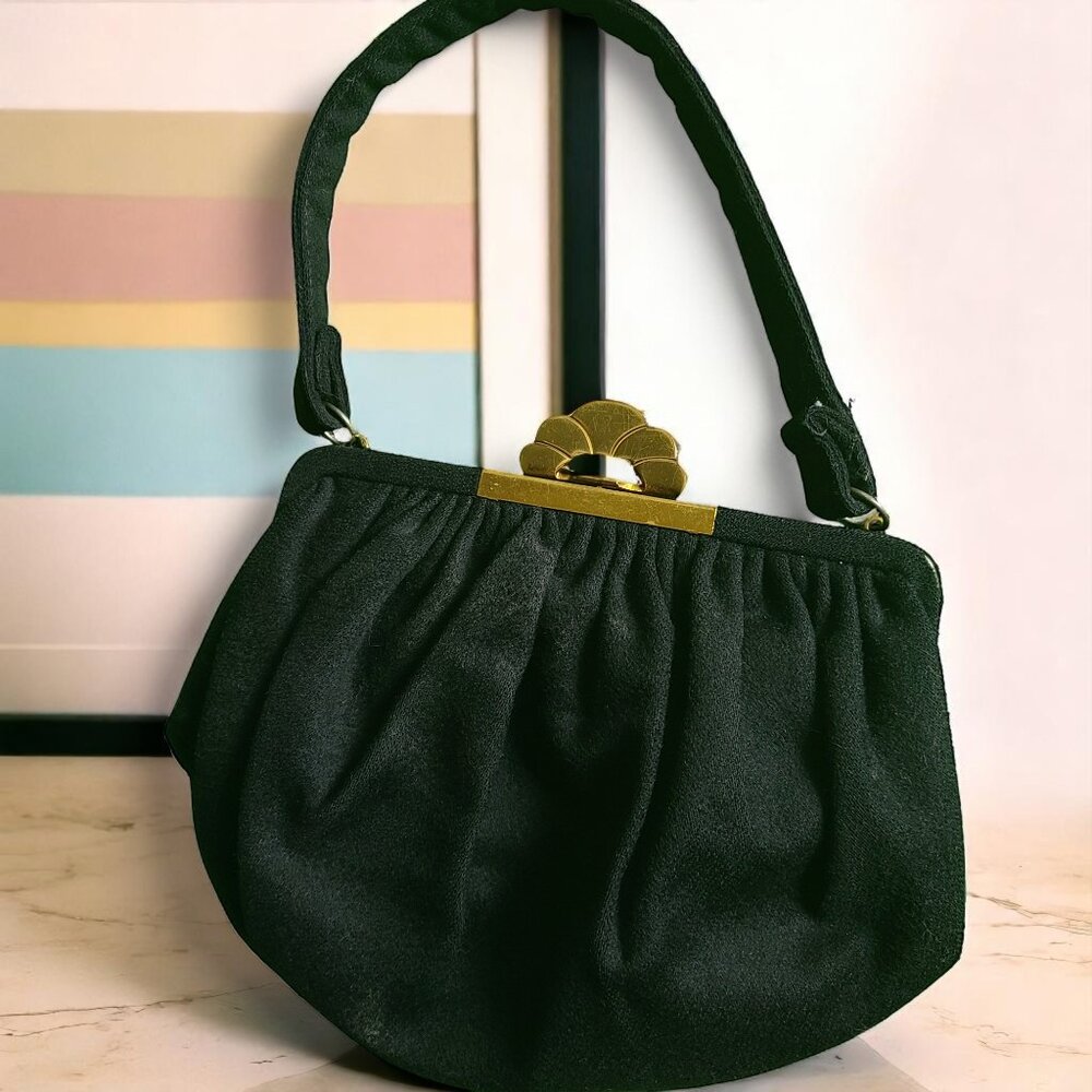 Antique  Black Fabric Purse